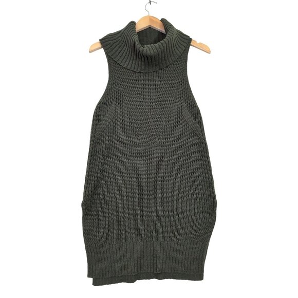 Anthropologie Moth Tunic Sweater Women S Green Turtleneck Sleeveless Minimalist - Picture 1 of 9